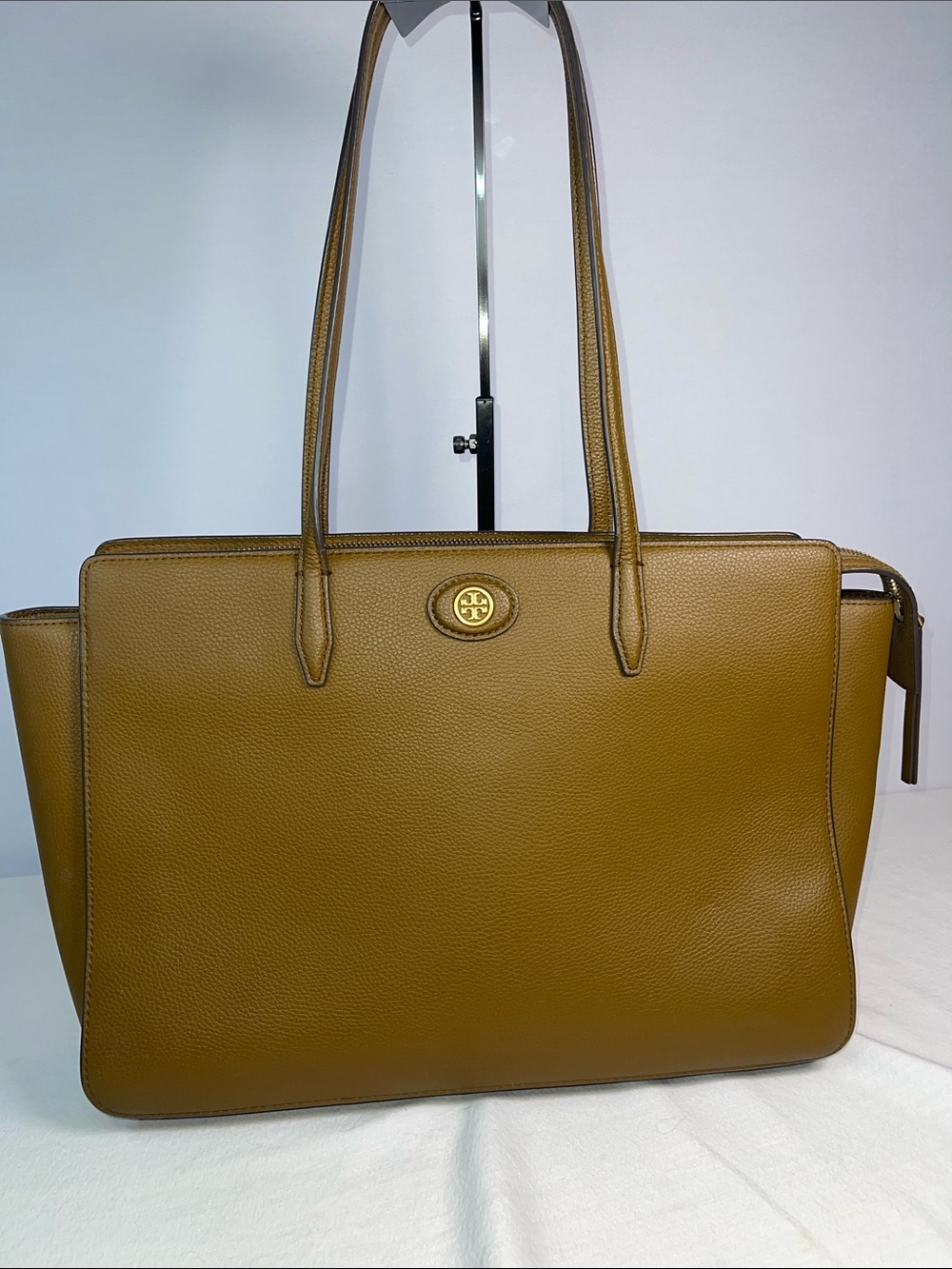 Tory Burch Robinson Pebbled Leather Large Tote Brown
